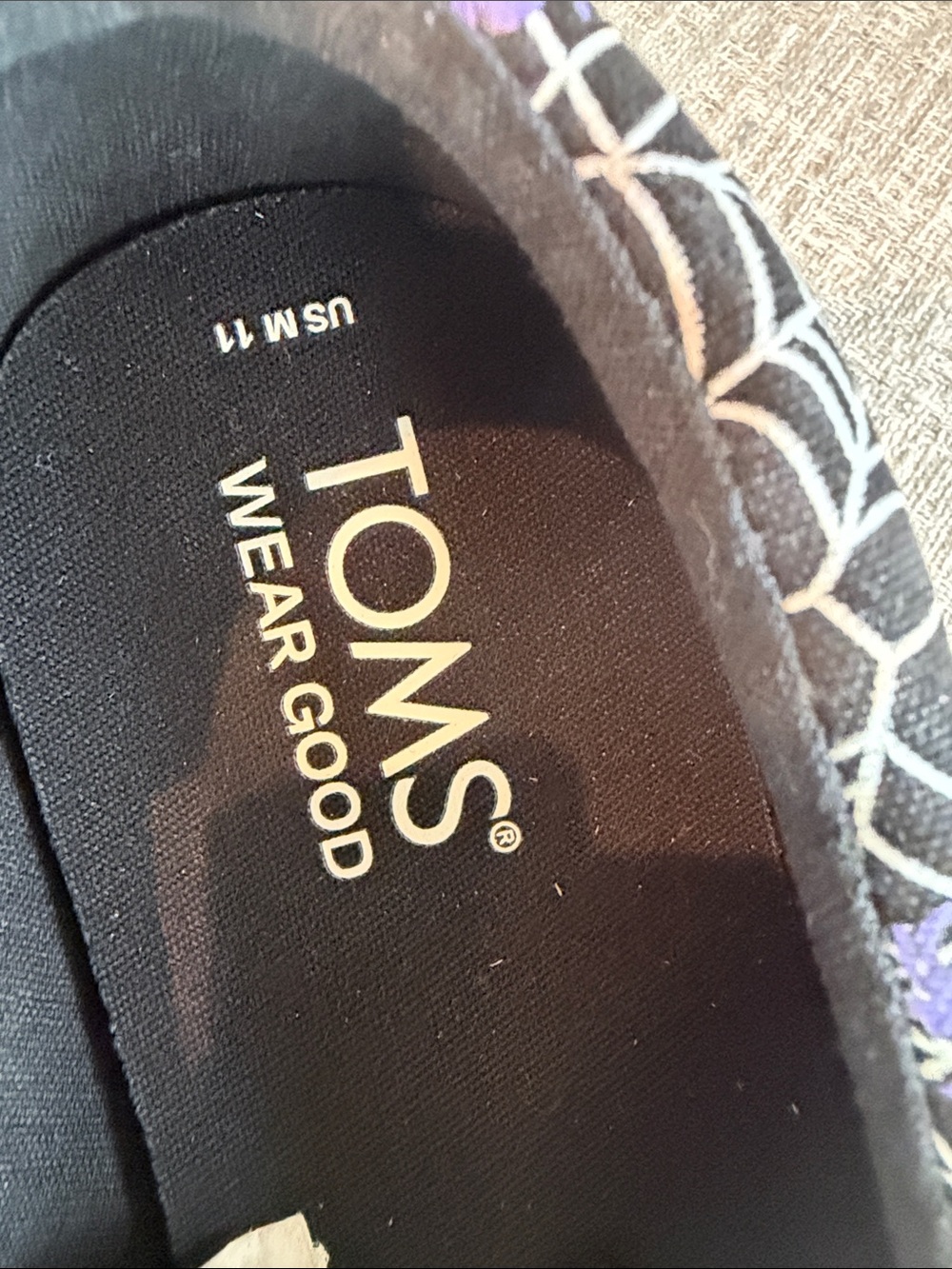 Tom’s Spider Web Shoes Slip On Flats Halloween Glow In The Dark Women's Size 11 - Picture 6 of 10